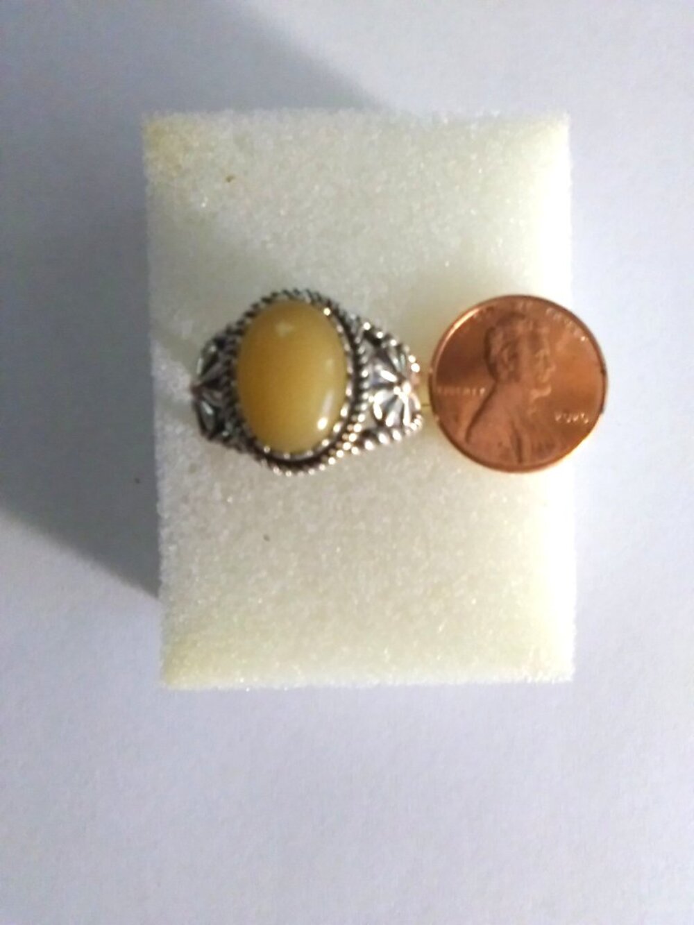 American West Yellow Jasper w/ Concha Design Silver Ring - Picture 5 of 6